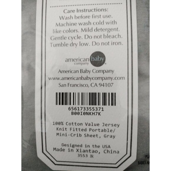 Fitted Mini Crib Sheet 24" x 38", Soft Breathable 100% Cotton Jersey, set of 3 - Picture 4 of 4